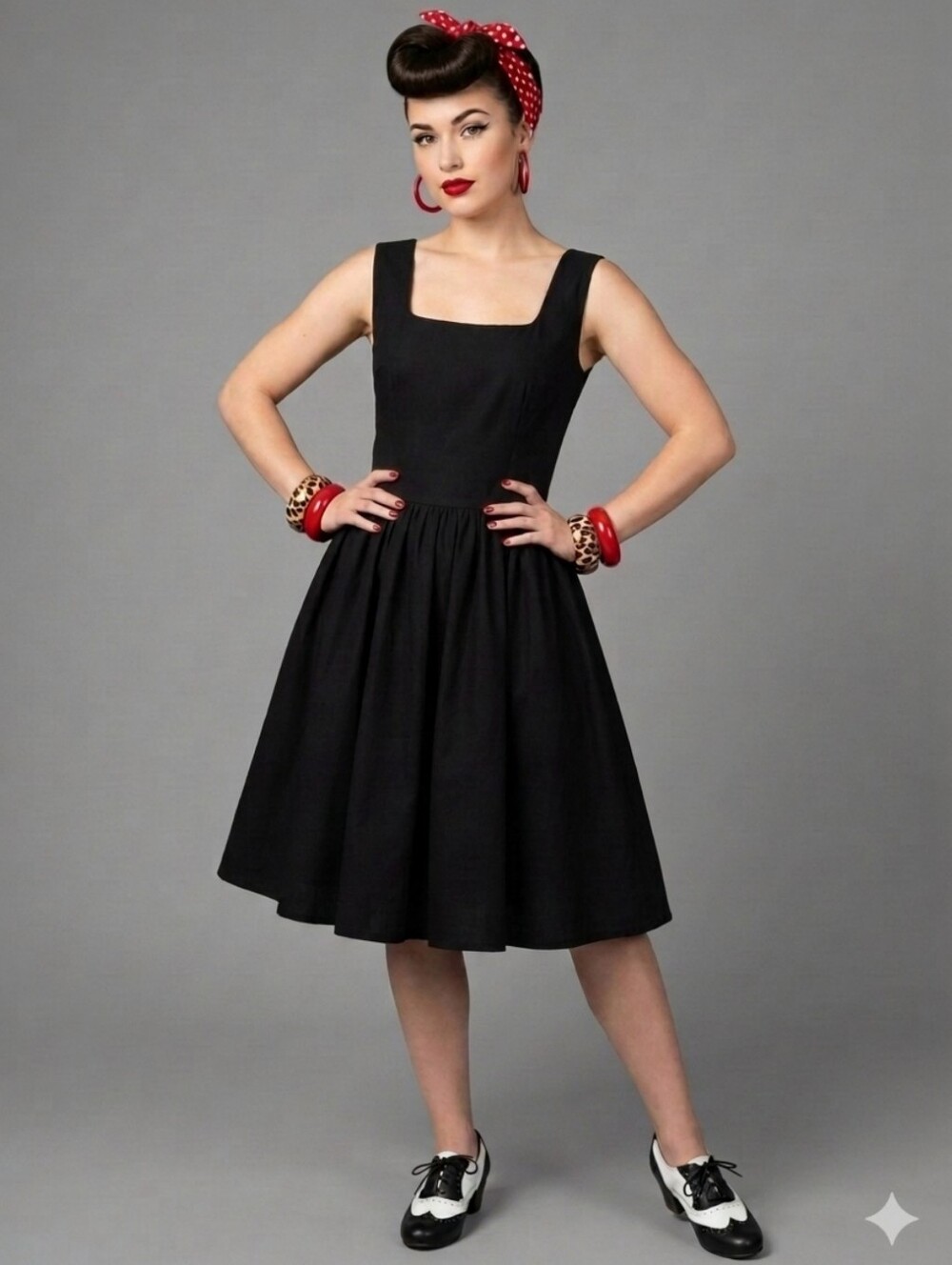 Laura Byrnes Black Label Square Neck Swing Dress, Size 2X